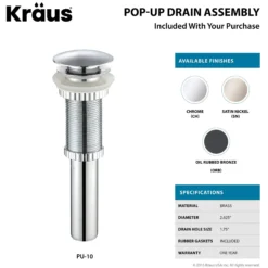16" Round Vessel Ceramic Bathroom Sink in White with Pop-Up Drain in Satin Nickel