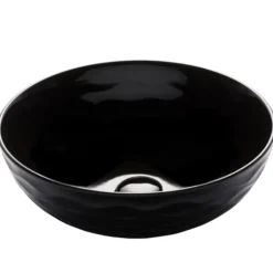 16 1/2" Round Vessel Ceramic Bathroom Sink in Black