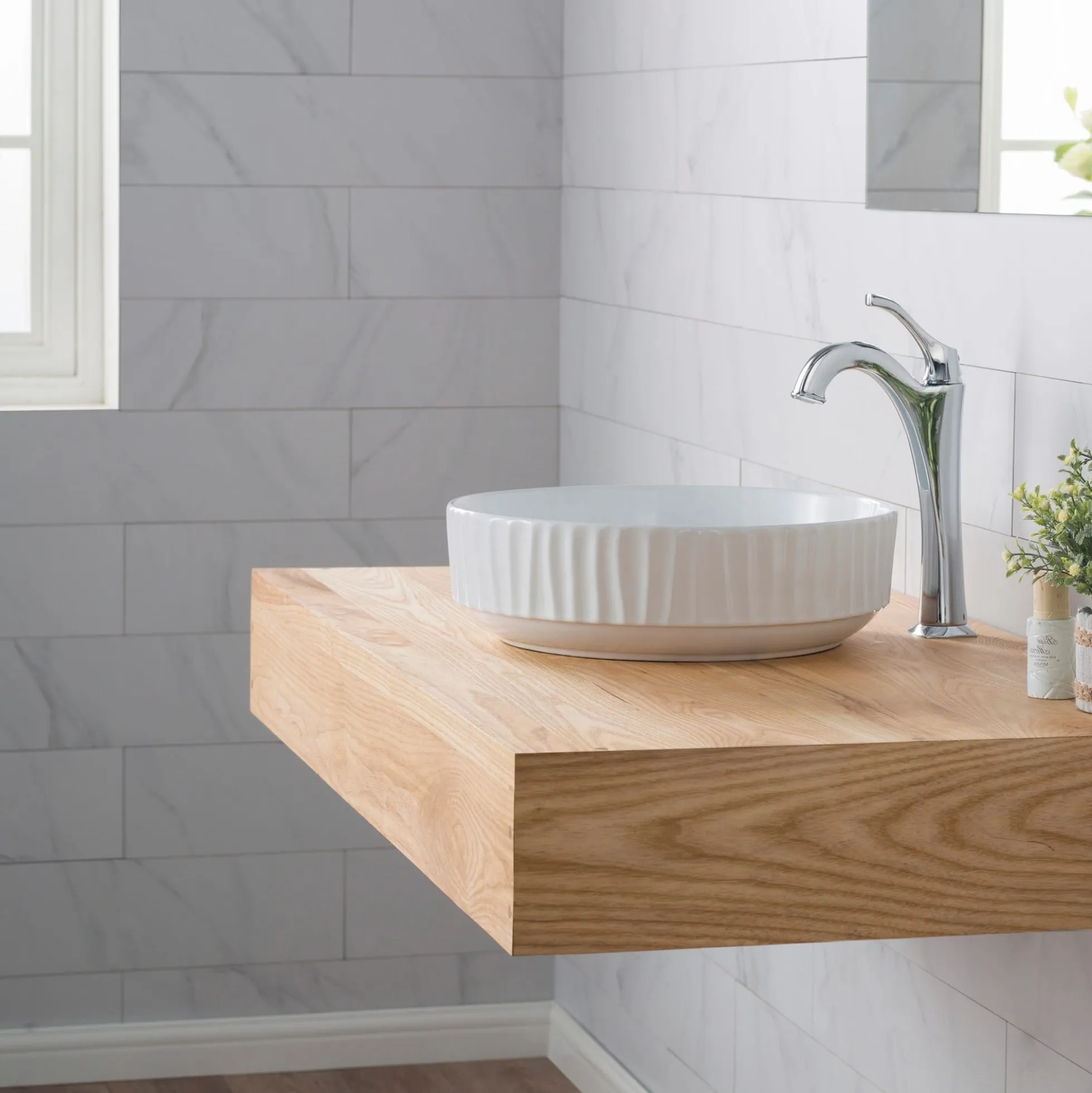 15 3/4" Round Vessel Ceramic Bathroom Sink in White