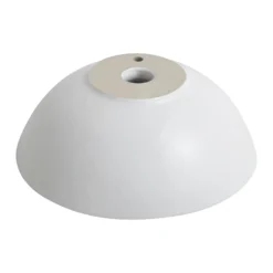 14" Round Vessel Ceramic Bathroom Sink in White with Pop-Up Drain in Brushed Nickel