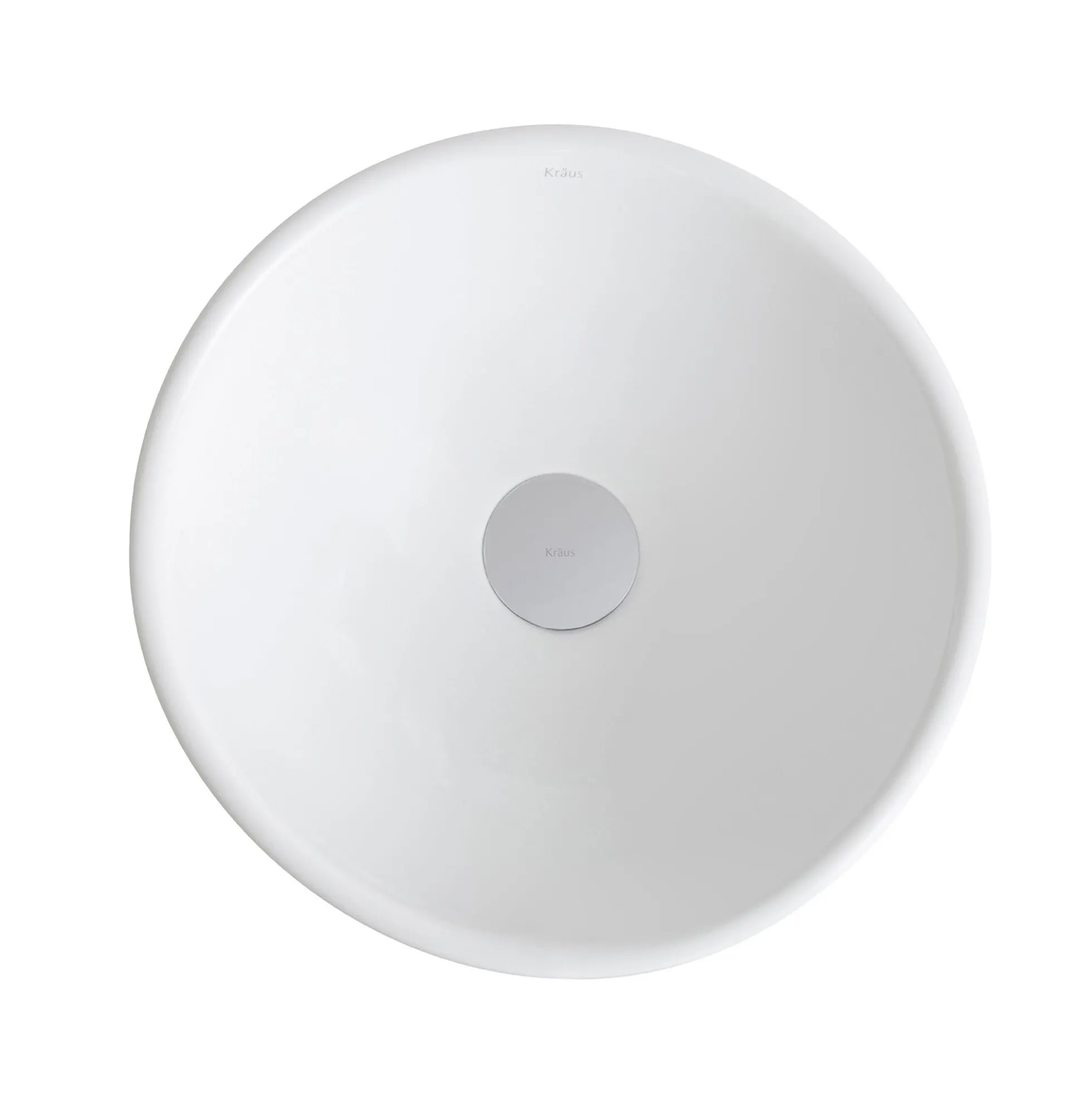 14" Round Vessel Ceramic Bathroom Sink in White with Pop-Up Drain in Brushed Nickel