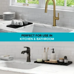 Self-Draining Silicone Dish Drying Mat or Trivet for Kitchen Counter in Light Grey
