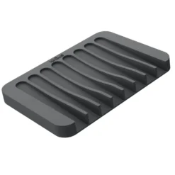 Self-Draining Silicone Soap Dish / Sponge Holder for Bathroom or Kitchen Counter in Dark Grey