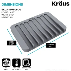 Self-Draining Silicone Soap Dish / Sponge Holder for Bathroom or Kitchen Counter in Dark Grey