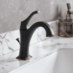 Single Handle Basin Bathroom Faucet with Lift Rod Drain and Deck Plate in Oil Rubbed Bronze