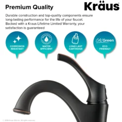 Single Handle Basin Bathroom Faucet with Lift Rod Drain and Deck Plate in Oil Rubbed Bronze