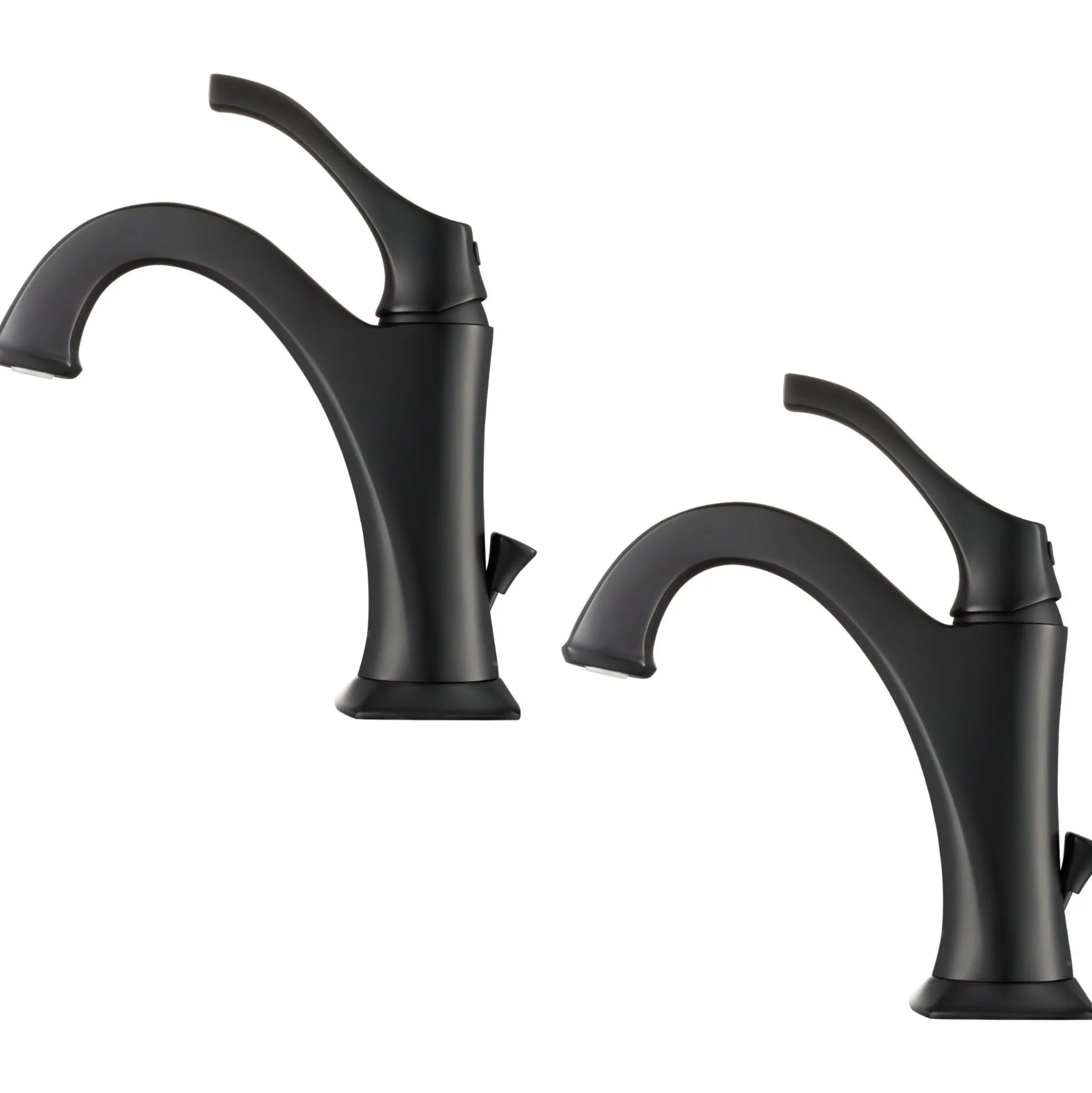 Single Handle Basin Bathroom Faucet with Lift Rod Drain and Deck Plate in Matte Black (2-Pack)