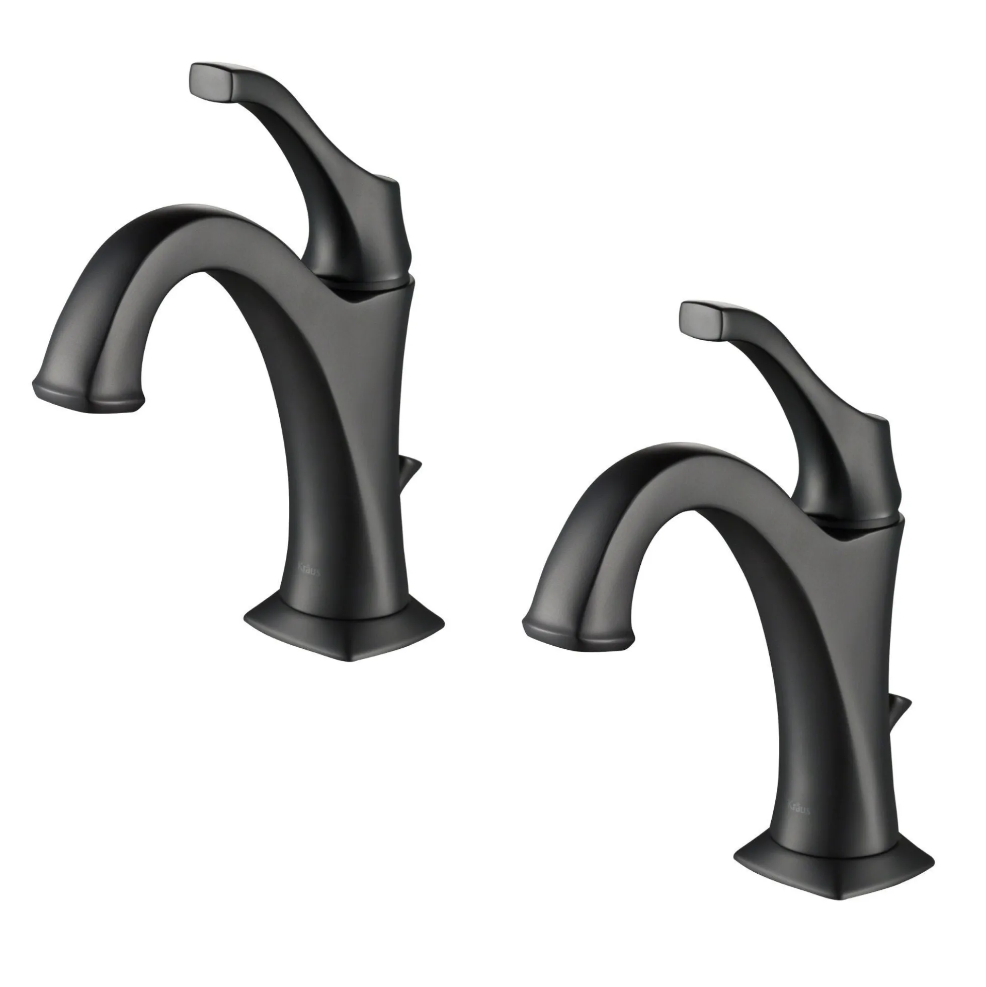 Single Handle Basin Bathroom Faucet with Lift Rod Drain and Deck Plate in Matte Black (2-Pack)