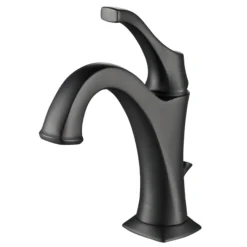 Single Handle Basin Bathroom Faucet with Lift Rod Drain and Deck Plate in Matte Black