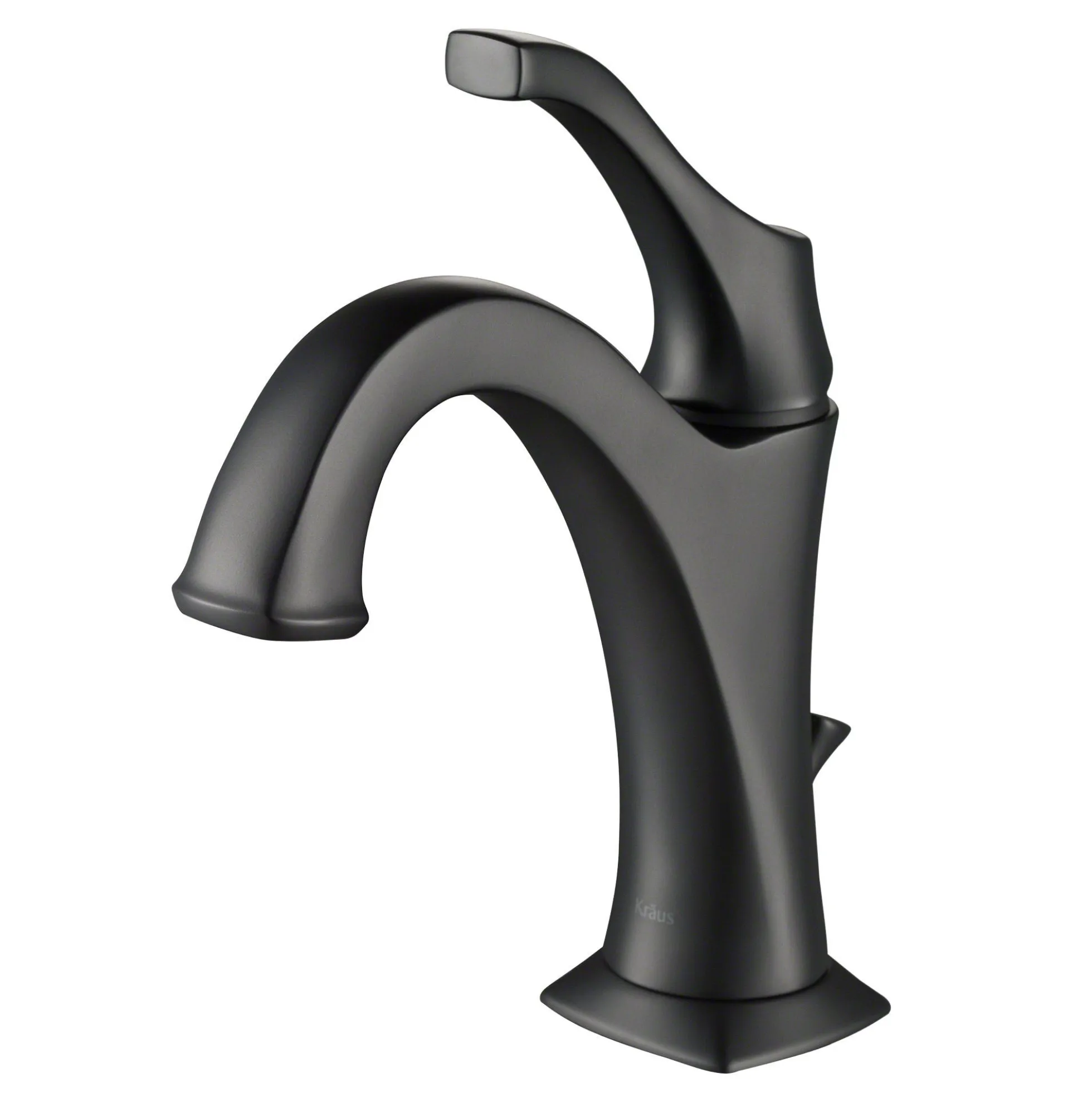 Single Handle Basin Bathroom Faucet with Lift Rod Drain and Deck Plate in Matte Black