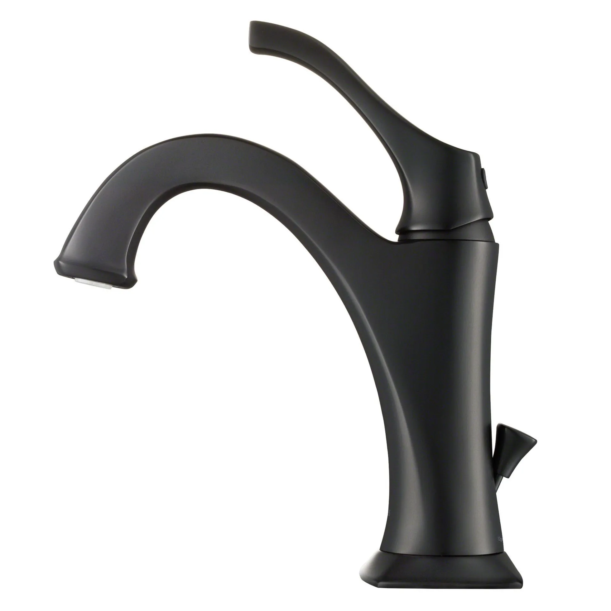 Single Handle Basin Bathroom Faucet with Lift Rod Drain and Deck Plate in Matte Black