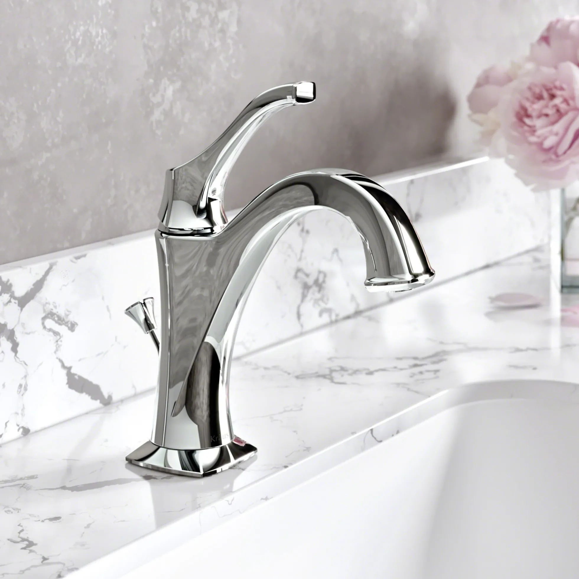 Single Handle Basin Bathroom Faucet with Lift Rod Drain and Deck Plate in Chrome