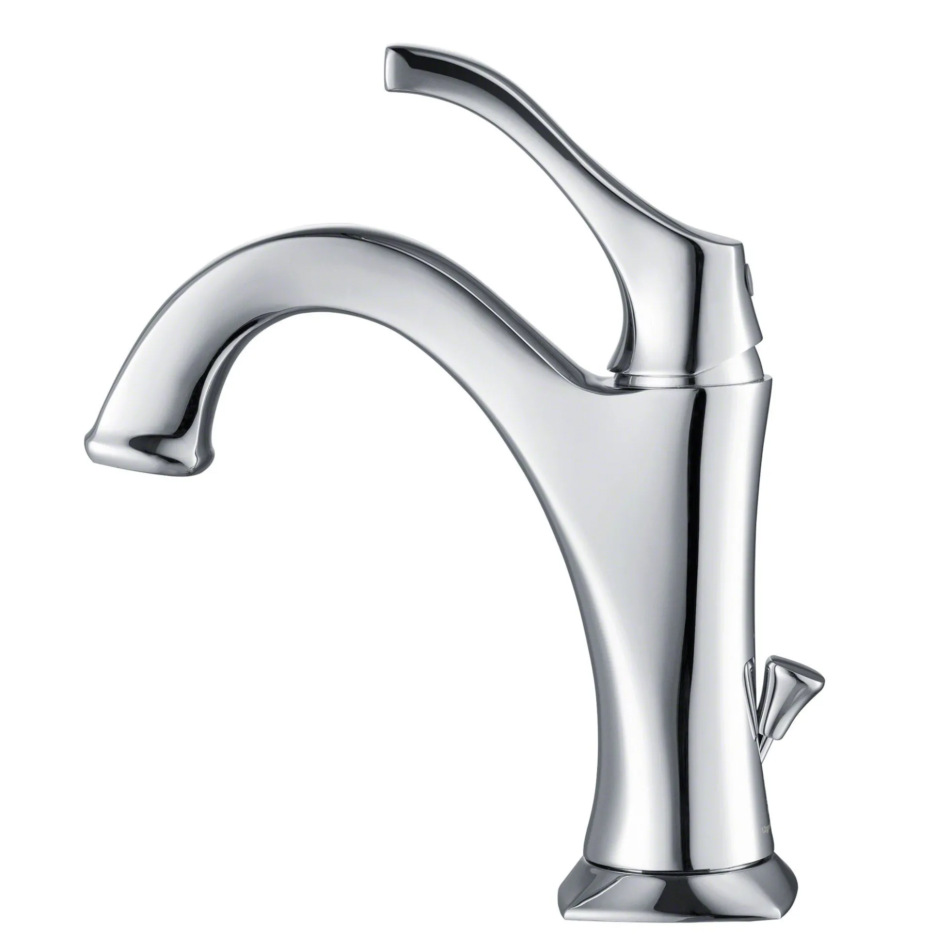 Single Handle Basin Bathroom Faucet with Lift Rod Drain and Deck Plate in Chrome