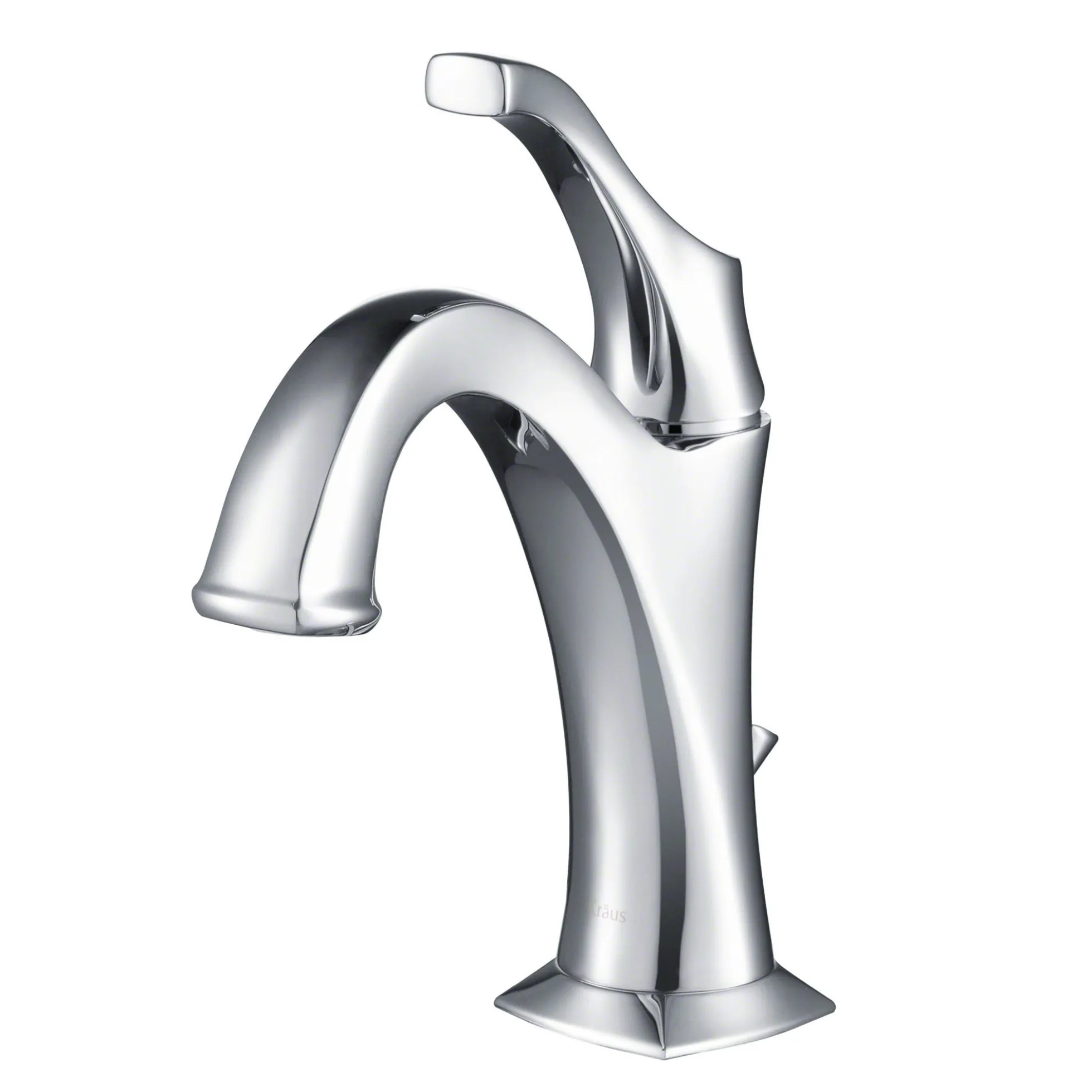 Single Handle Basin Bathroom Faucet with Lift Rod Drain and Deck Plate in Chrome