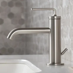 Single Handle Basin Bathroom Faucet with Lift Rod Drain in Spot Free Stainless Steel (2-Pack)