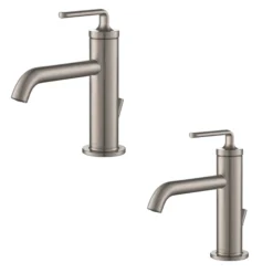 Single Handle Basin Bathroom Faucet with Lift Rod Drain in Spot Free Stainless Steel (2-Pack)