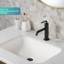 Single Handle Basin Bathroom Faucet with Lift Rod Drain in Matte Black