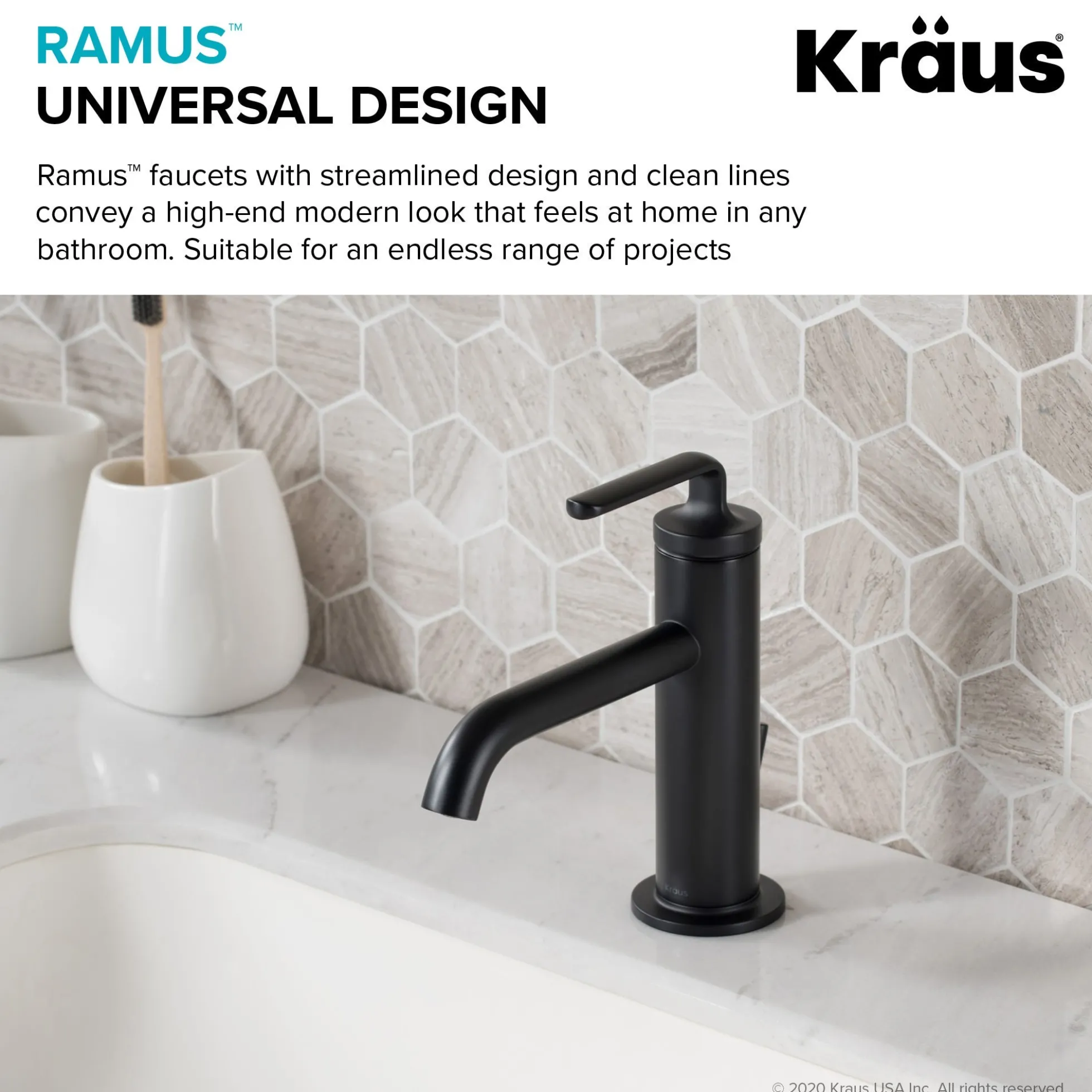 Single Handle Basin Bathroom Faucet with Lift Rod Drain in Matte Black