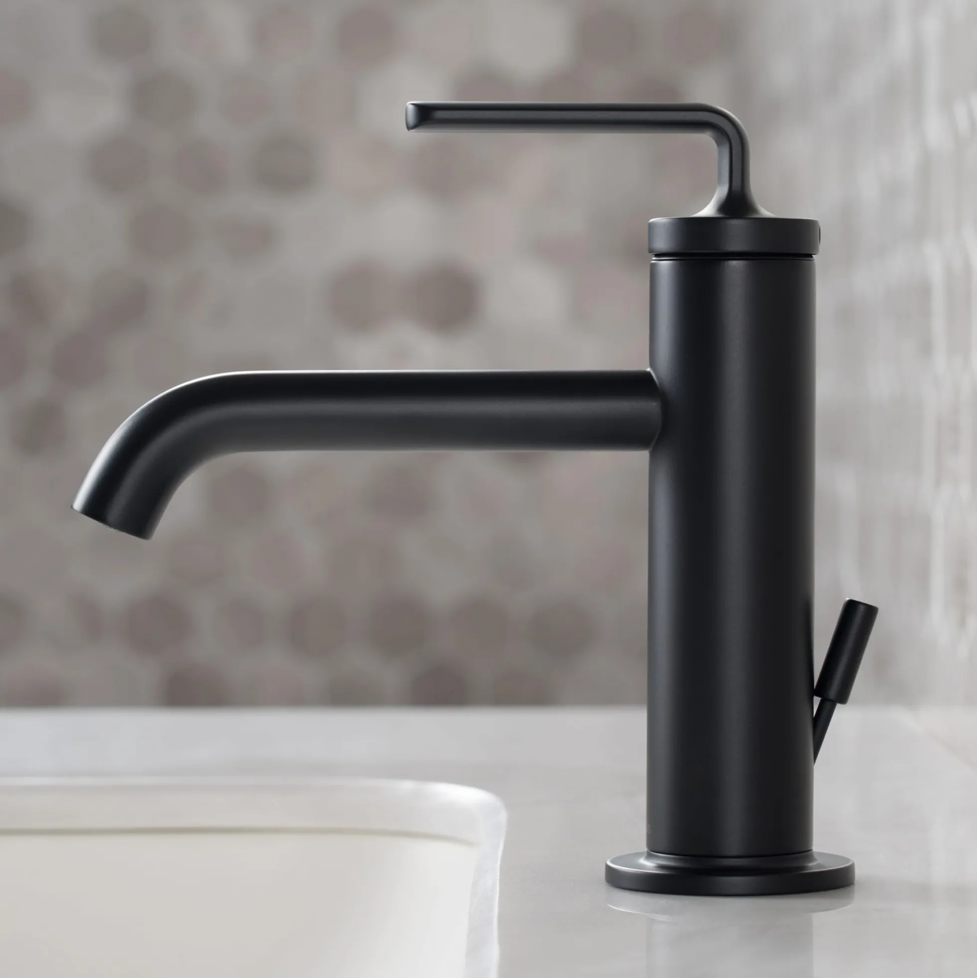 Single Handle Basin Bathroom Faucet with Lift Rod Drain in Matte Black (2-Pack)