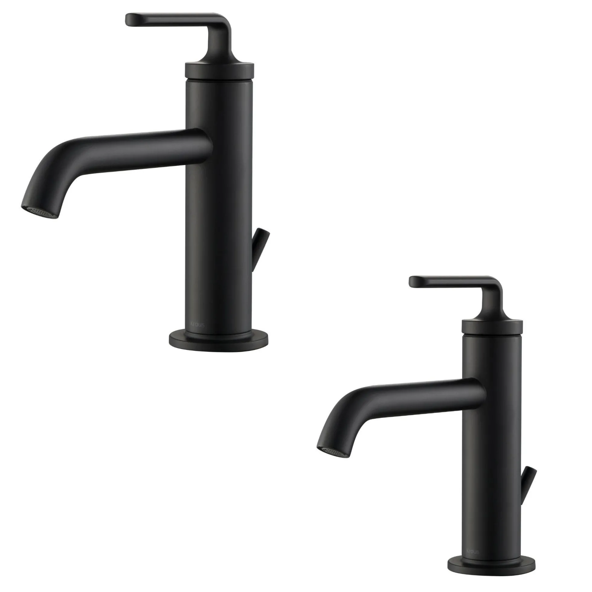Single Handle Basin Bathroom Faucet with Lift Rod Drain in Matte Black (2-Pack)