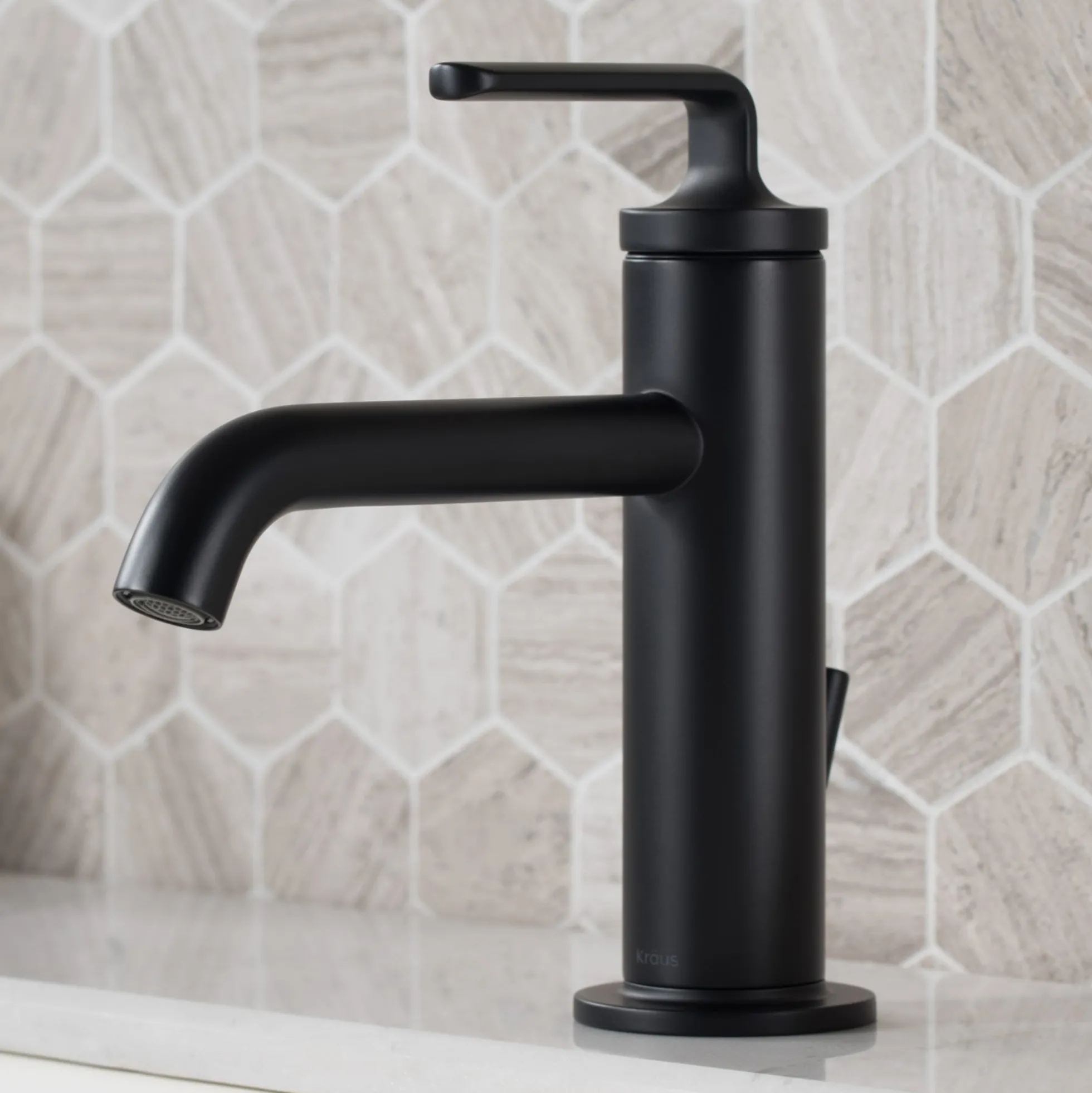Single Handle Basin Bathroom Faucet with Lift Rod Drain in Matte Black (2-Pack)