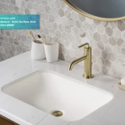 Single Handle Basin Bathroom Faucet with Lift Rod Drain in Brushed Gold