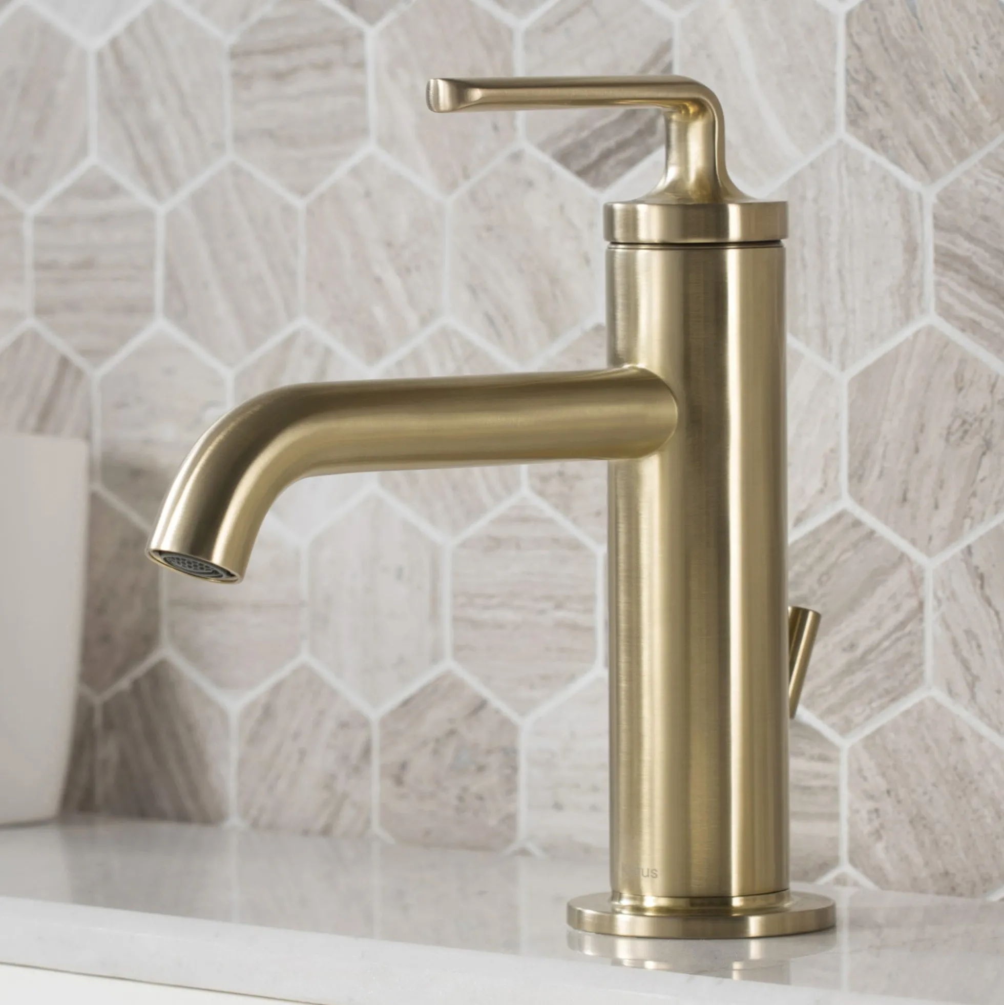 Single Handle Basin Bathroom Faucet with Lift Rod Drain in Brushed Gold (2-Pack)