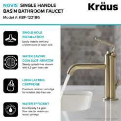 Single Handle Basin Bathroom Faucet with Lift Rod Drain in Brushed Gold (2-Pack)