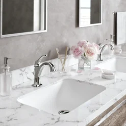 Single Handle Basin Bathroom Faucet with Lift Rod Drain and Deck Plate in Chrome (2-Pack)