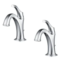 Single Handle Basin Bathroom Faucet with Lift Rod Drain and Deck Plate in Chrome (2-Pack)