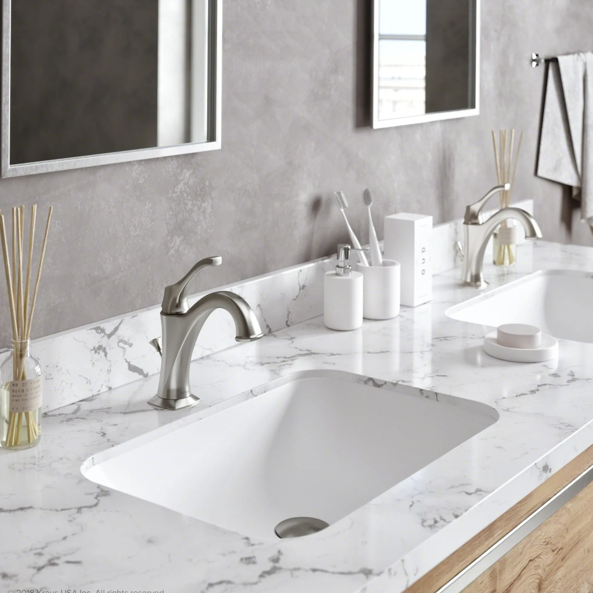 Single Handle Basin Bathroom Faucet with Lift Rod Drain and Deck Plate in Spot Free Stainless Steel (2-Pack)