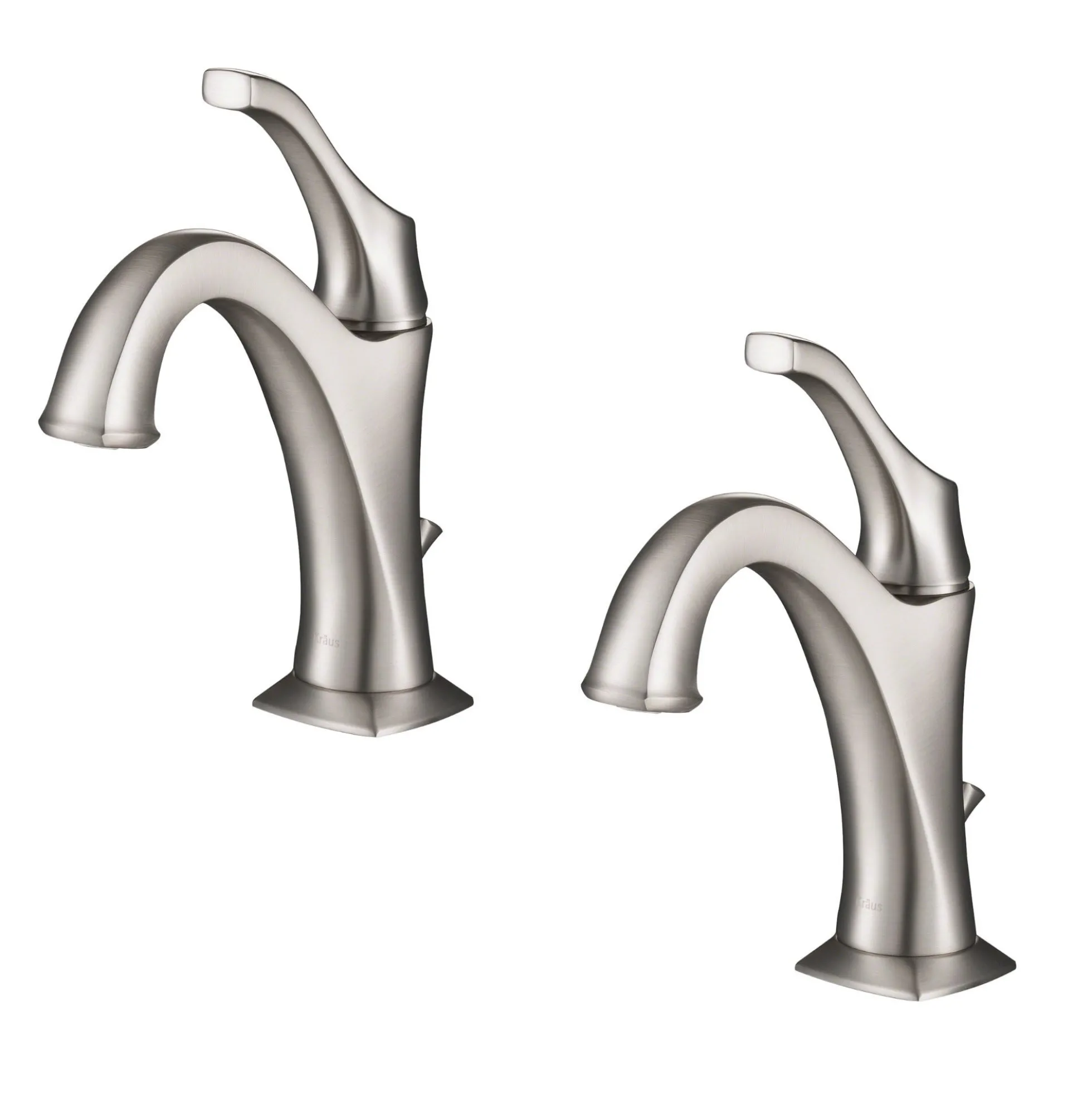 Single Handle Basin Bathroom Faucet with Lift Rod Drain and Deck Plate in Spot Free Stainless Steel (2-Pack)