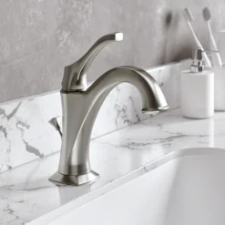 Single Handle Basin Bathroom Faucet with Lift Rod Drain and Deck Plate in Spot Free Stainless Steel (2-Pack)