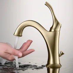 Single Handle Basin Bathroom Faucet with Lift Rod Drain and Deck Plate in Brushed Gold (2-Pack)