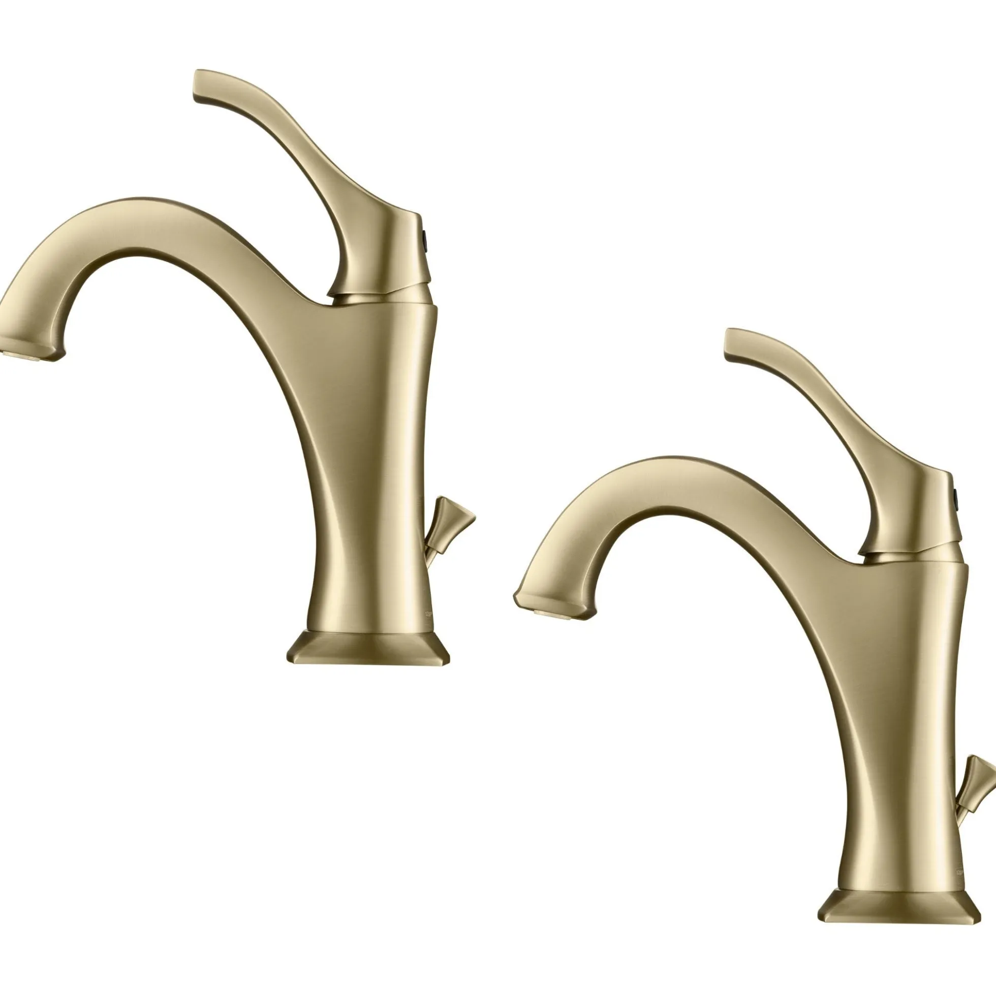 Single Handle Basin Bathroom Faucet with Lift Rod Drain and Deck Plate in Brushed Gold (2-Pack)