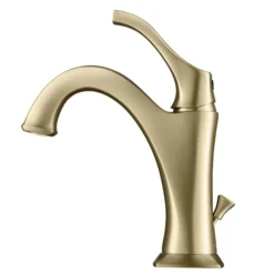 Single Handle Basin Bathroom Faucet with Lift Rod Drain and Deck Plate in Brushed Gold (2-Pack)