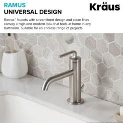 Single Handle Basin Bathroom Faucet with Lift Rod Drain in Spot Free Stainless Steel