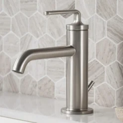 Single Handle Basin Bathroom Faucet with Lift Rod Drain in Spot Free Stainless Steel