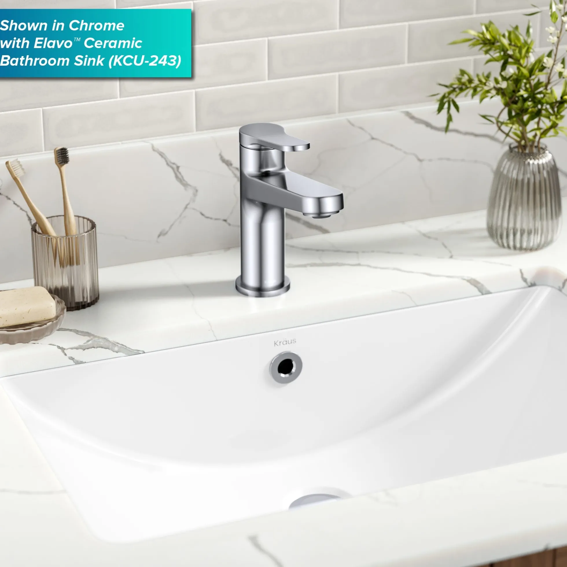 Single Handle Bathroom Faucet in Spot-Free Brushed Nickel with Pop Up Drain and Supply Lines