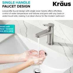 Single Handle Bathroom Faucet in Spot-Free Brushed Nickel with Pop Up Drain and Supply Lines