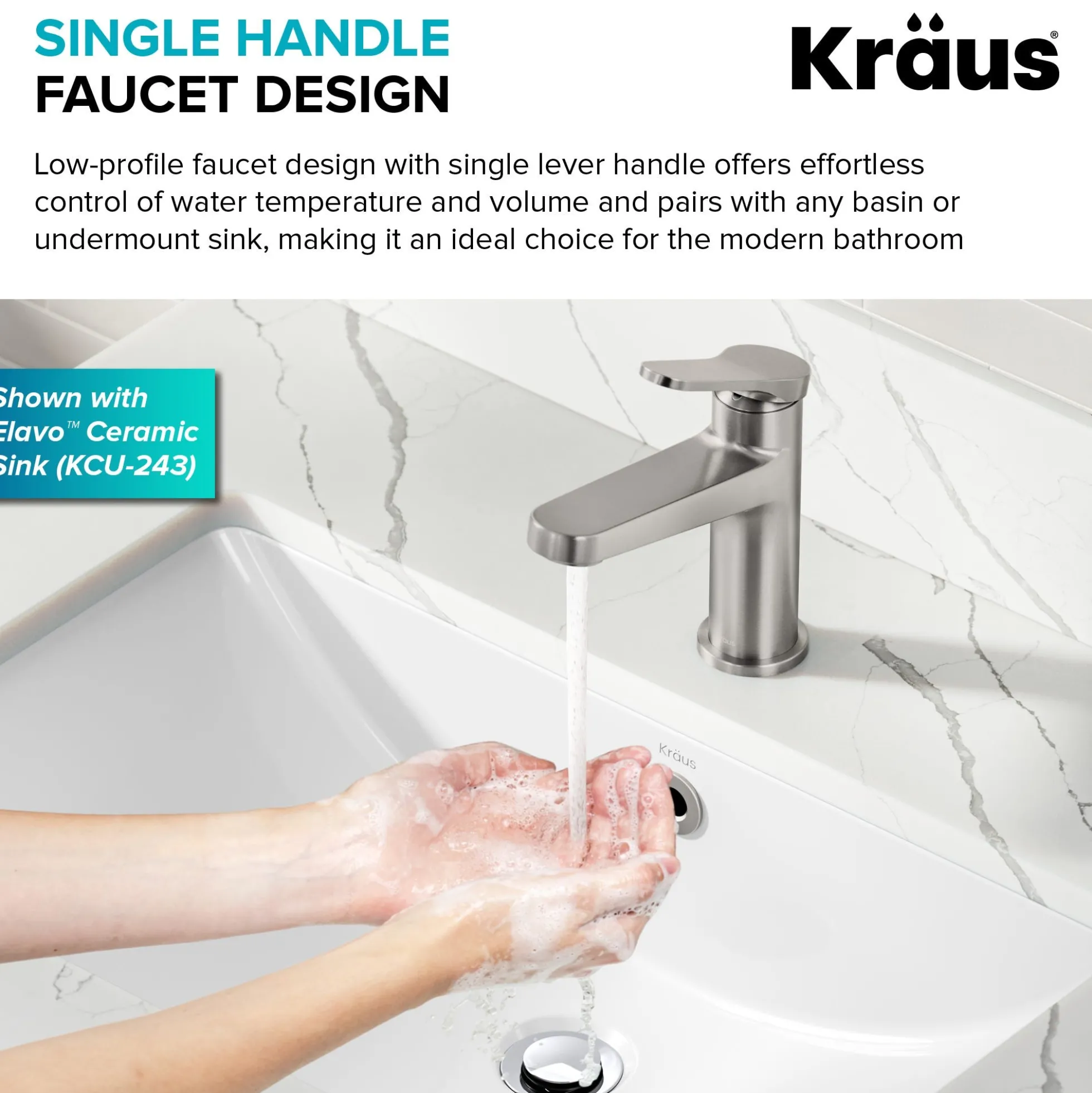 Single Handle Bathroom Faucet in Spot-Free Brushed Nickel with Pop Up Drain and Supply Lines