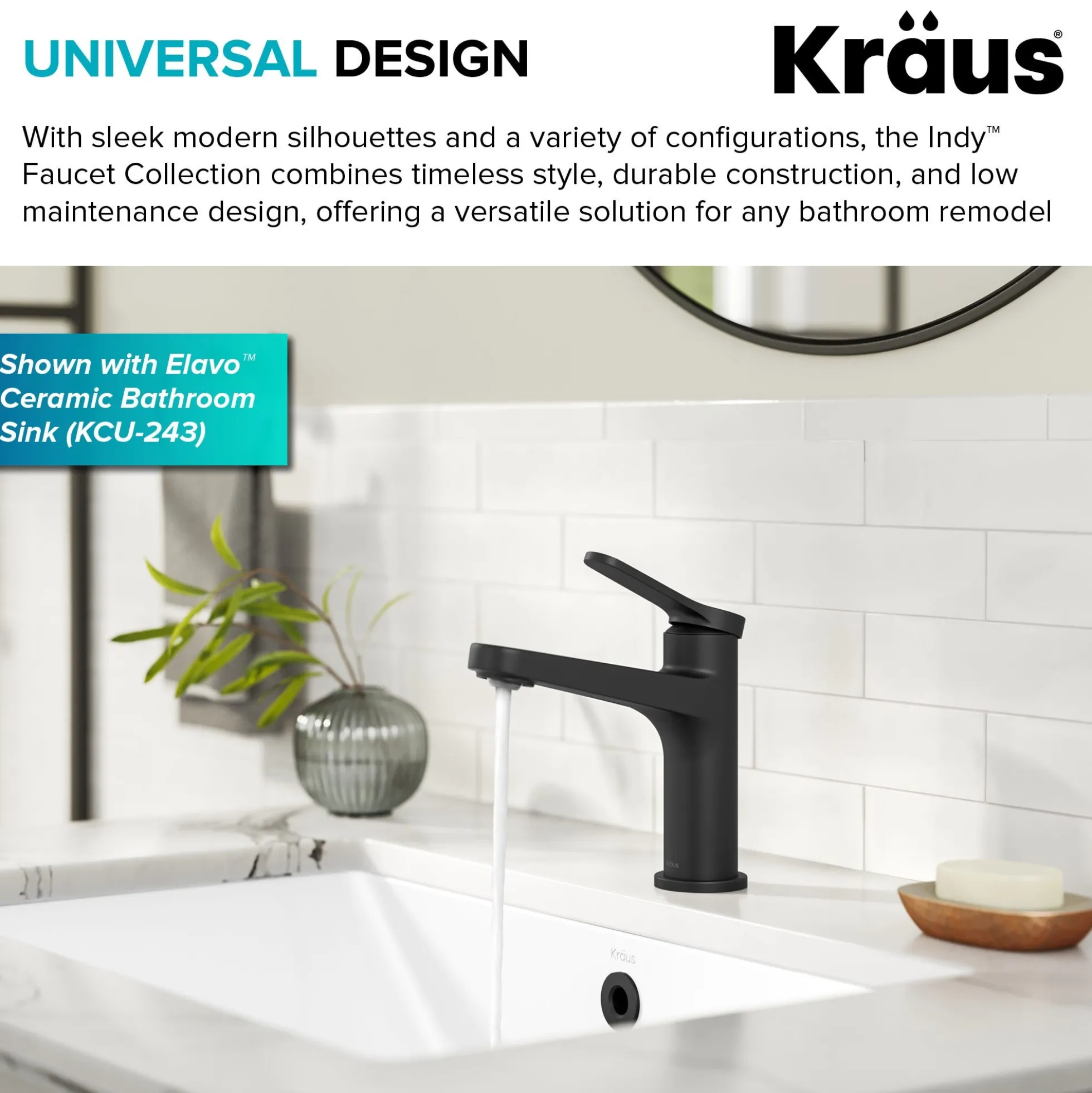 Single Handle Bathroom Faucet in Matte Black with Pop Up Drain and Supply Lines