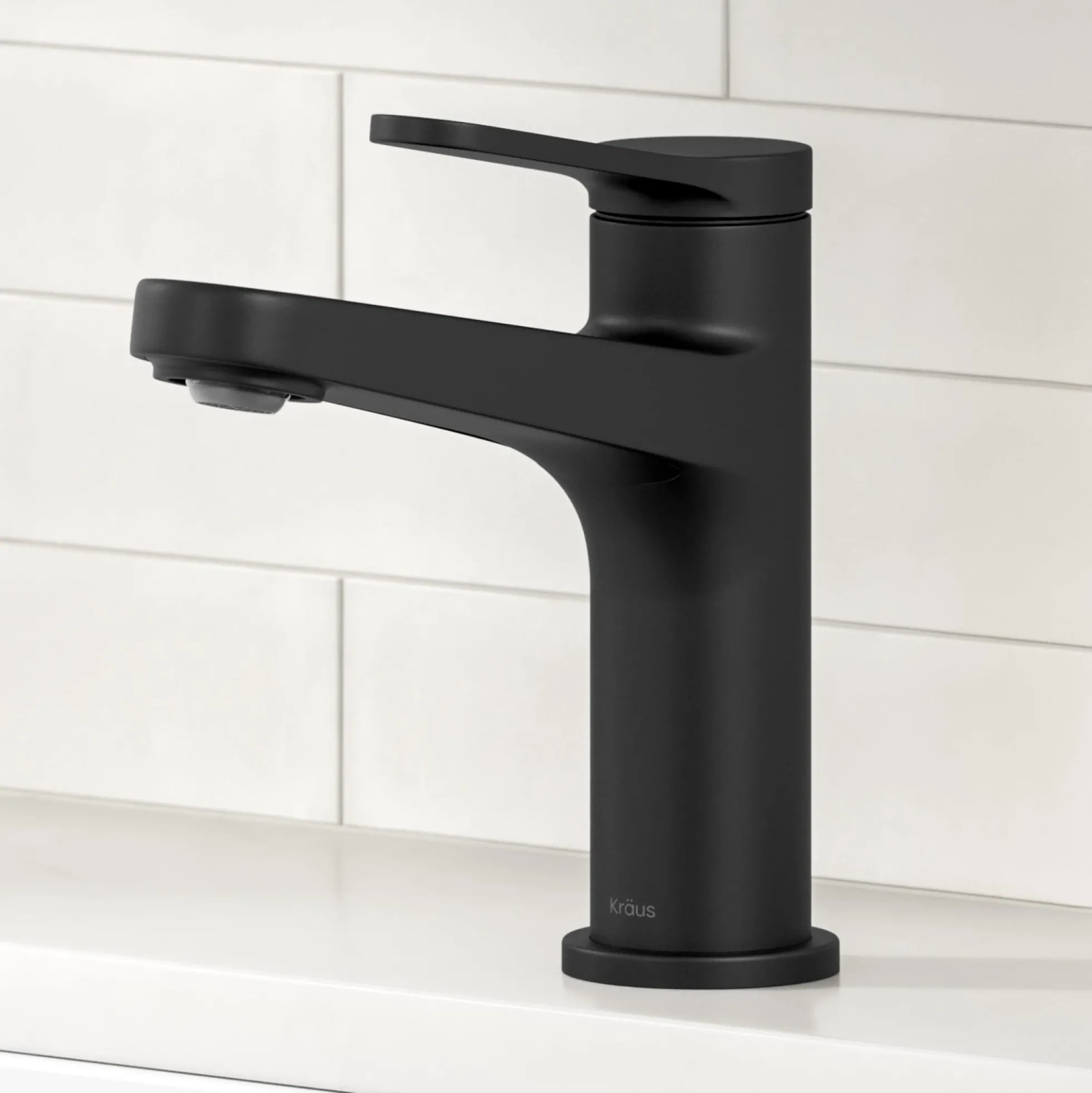 Single Handle Bathroom Faucet in Matte Black with Pop Up Drain and Supply Lines