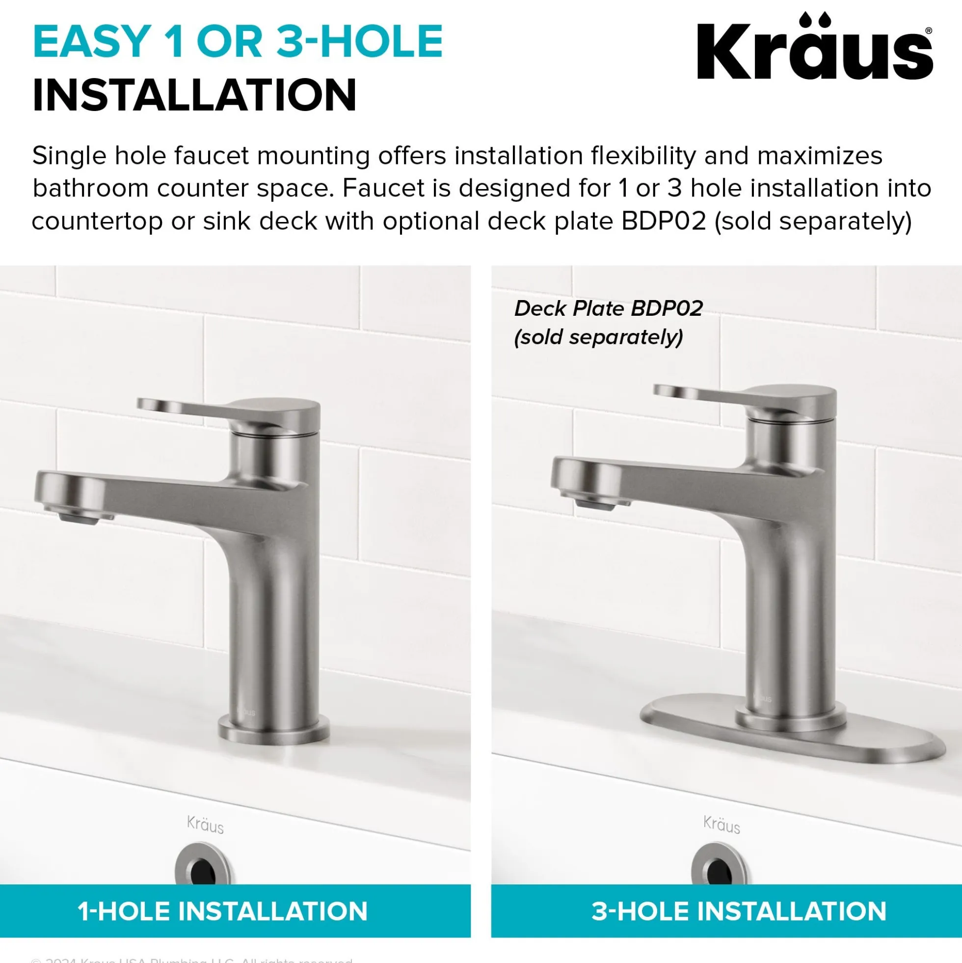 Single Handle Bathroom Faucet in Chrome with Pop Up Drain and Supply Lines
