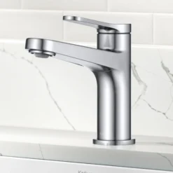 Single Handle Bathroom Faucet in Chrome with Pop Up Drain and Supply Lines