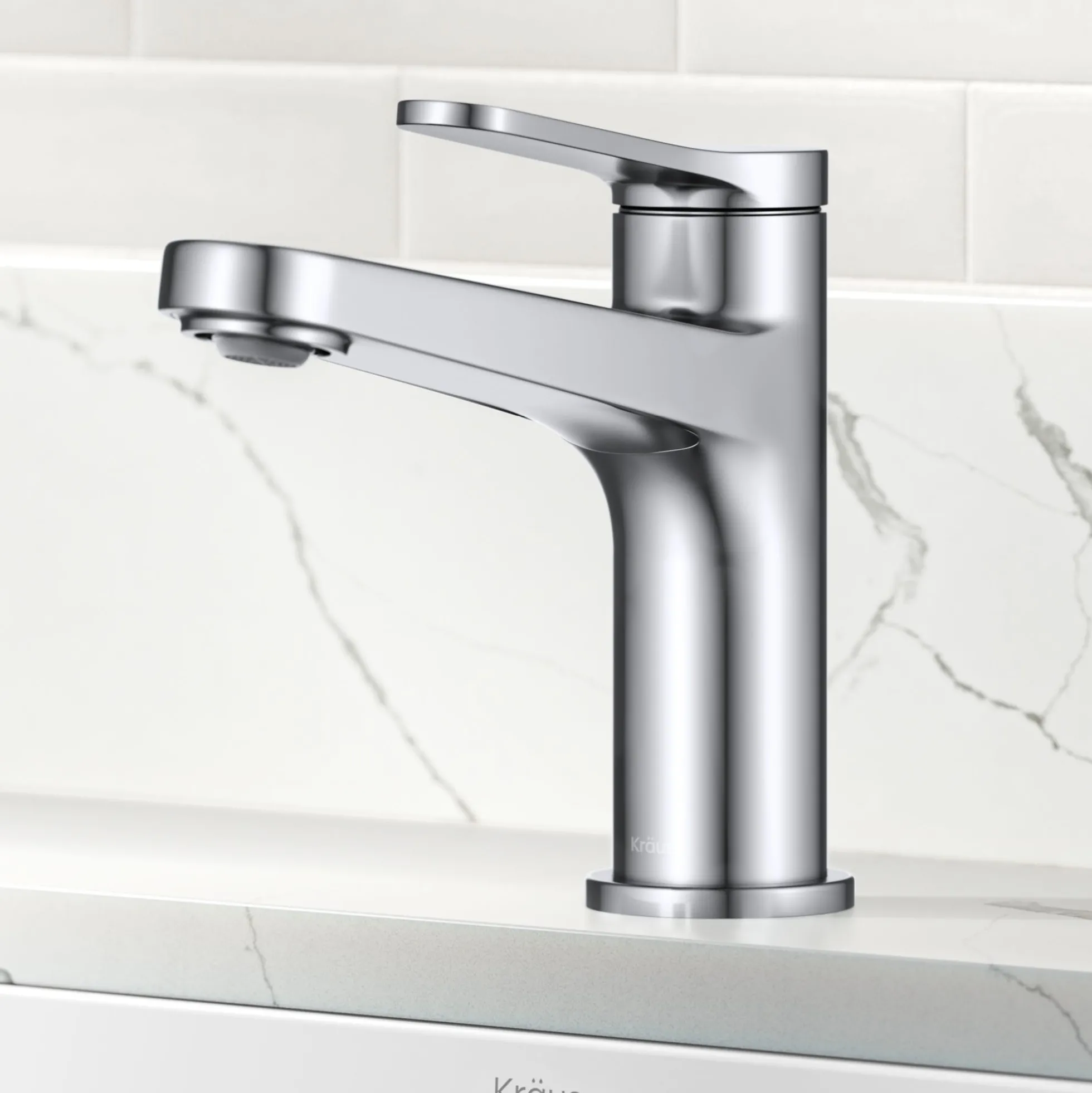 Single Handle Bathroom Faucet in Chrome with Pop Up Drain and Supply Lines