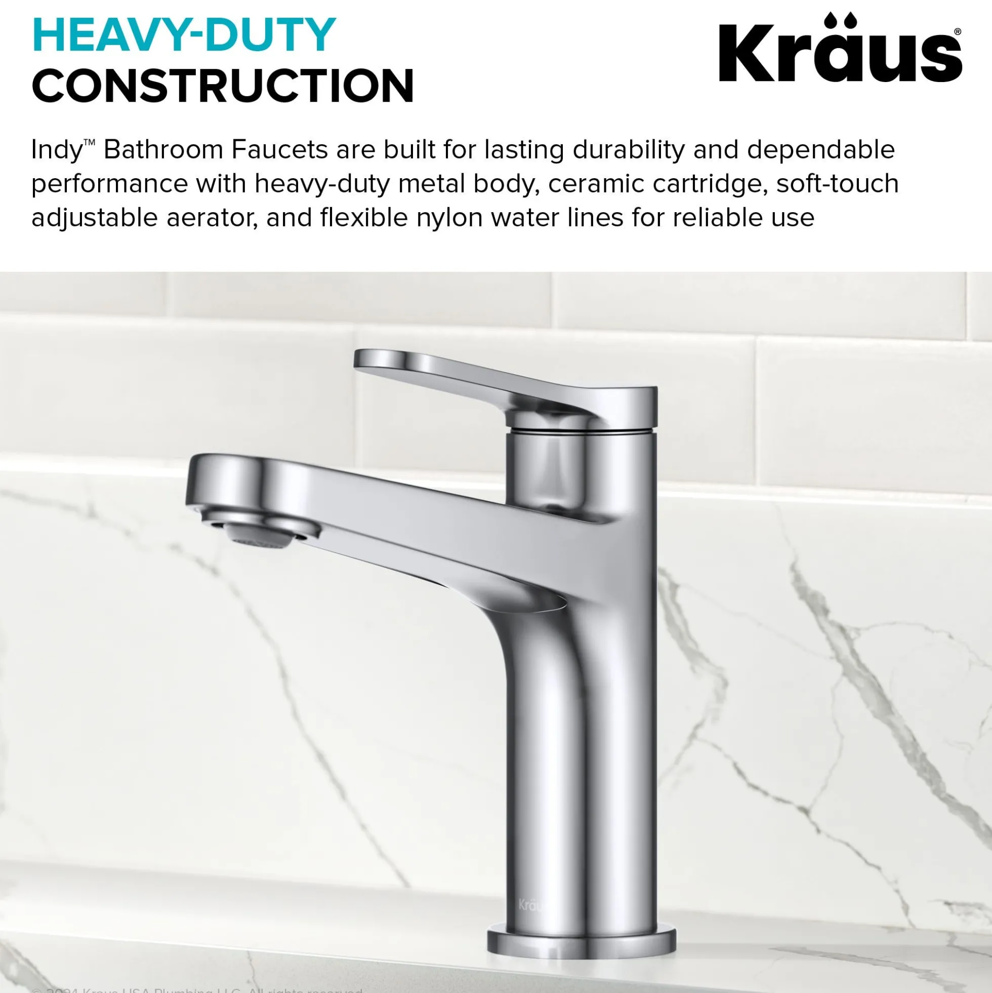 Single Handle Bathroom Faucet in Chrome with Pop Up Drain and Supply Lines