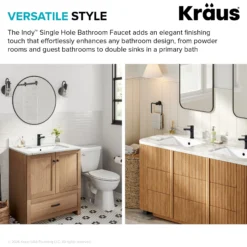 Single Handle Bathroom Faucet in Spot-Free Brushed Nickel / Matte Black with Pop Up Drain and Supply Lines