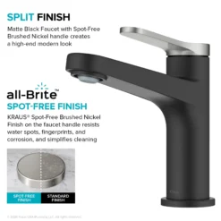 Single Handle Bathroom Faucet in Spot-Free Brushed Nickel / Matte Black with Pop Up Drain and Supply Lines