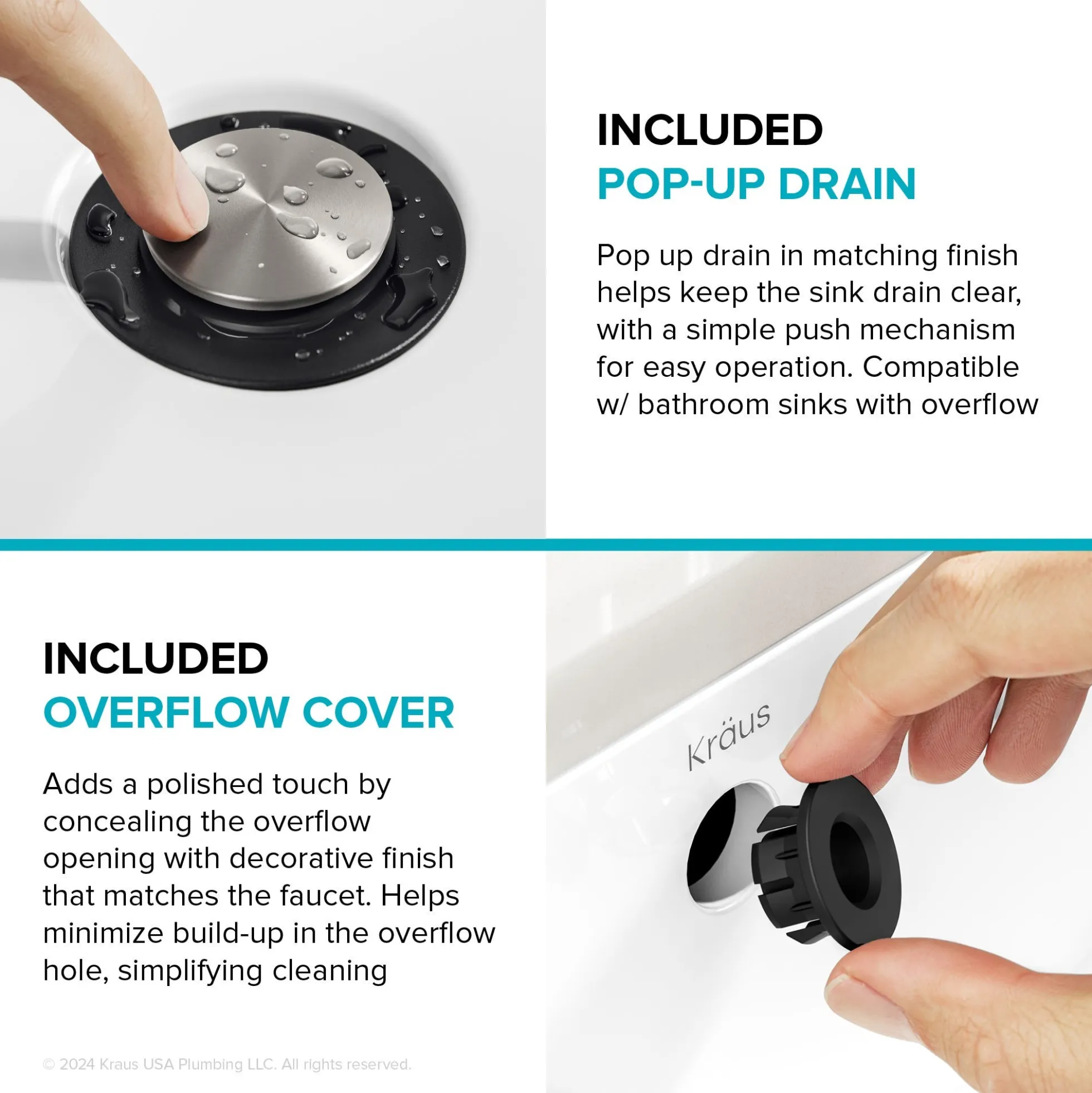 Single Handle Bathroom Faucet in Spot-Free Brushed Nickel / Matte Black with Pop Up Drain and Supply Lines
